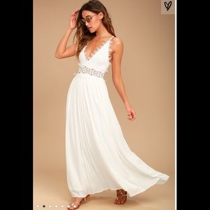 Lulu’s “This is Love” white maxi dress